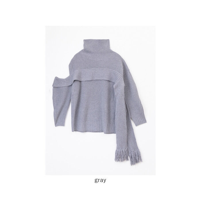 BACKYARD FAMILY「MIND フリンジマフラーニット 通販 ニット セーター リブニット タートルネック ハイネック」|ニット・セーター|