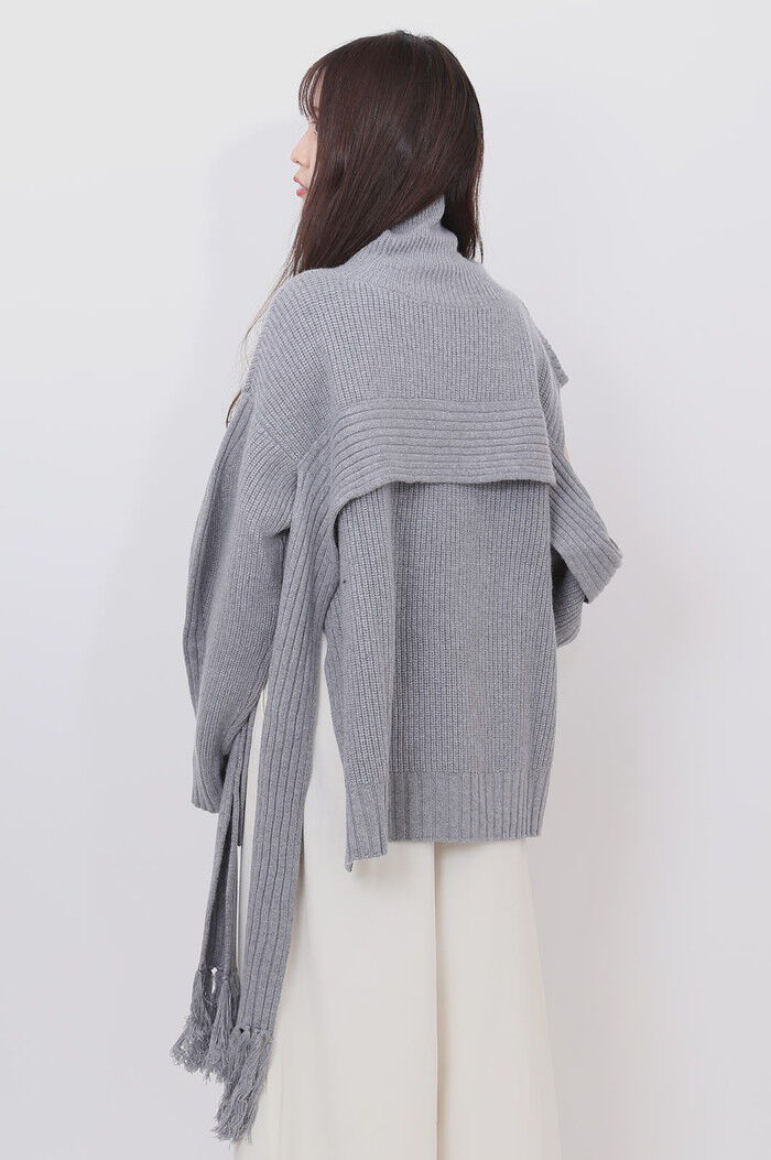 BACKYARD FAMILY「MIND フリンジマフラーニット 通販 ニット セーター リブニット タートルネック ハイネック」|ニット・セーター|