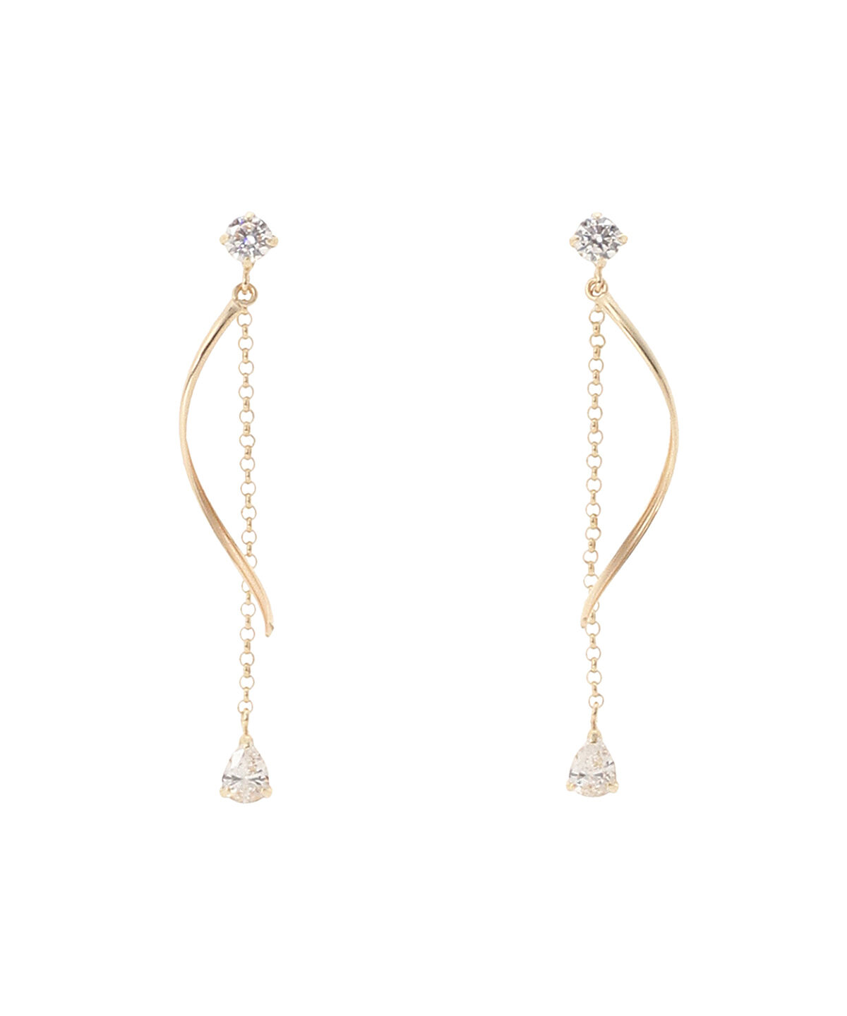 Samantha Tiara「K10 YG ロングチェーンピアス」|ピアス|K10 YG