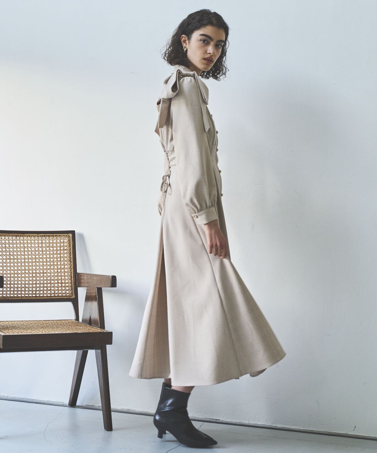 アンドクチュール「肩リボンシャツワンピース」|ワンピース|