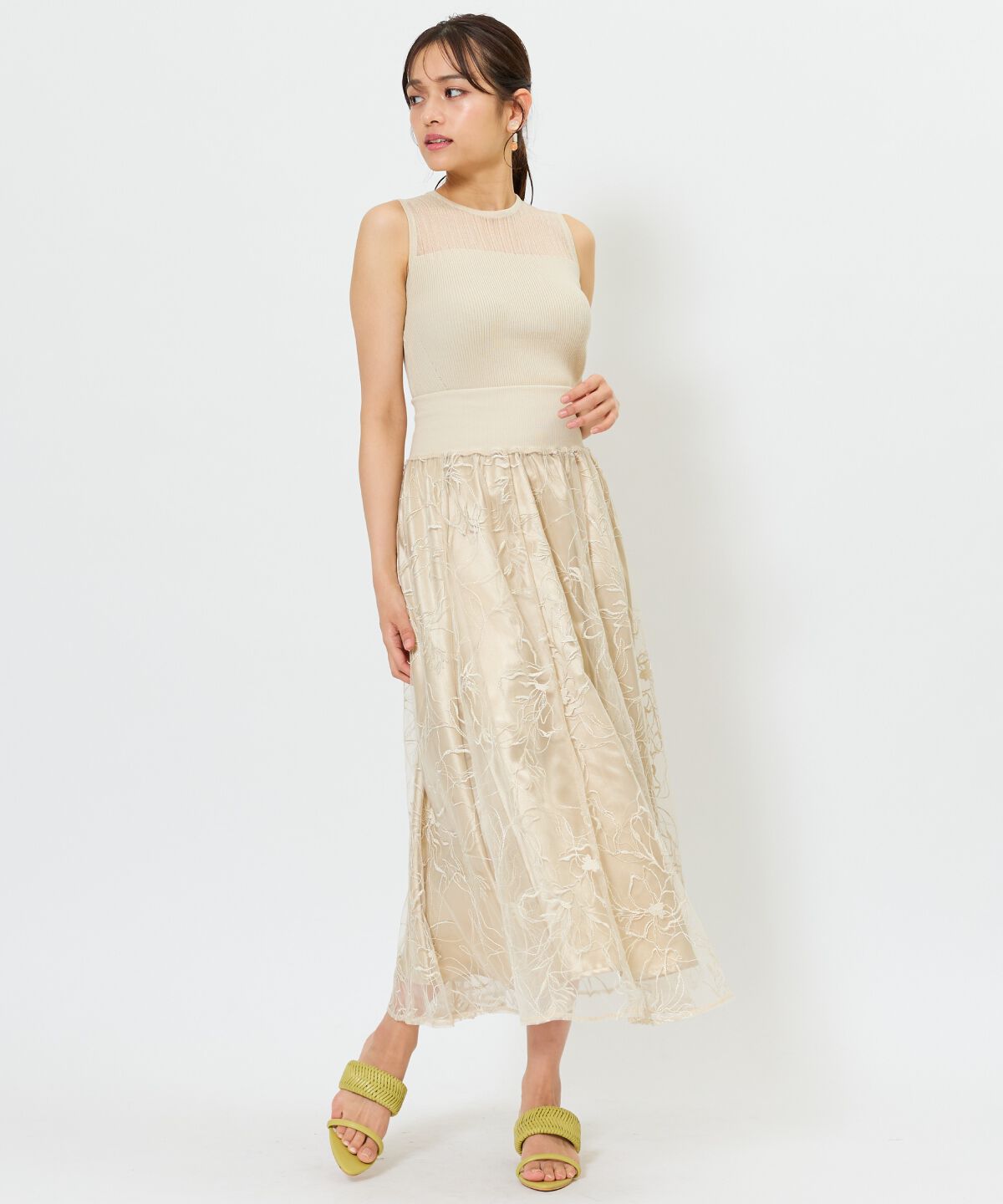 アンドクチュール「シアー切替ノースリトップス」|ニット・セーター|