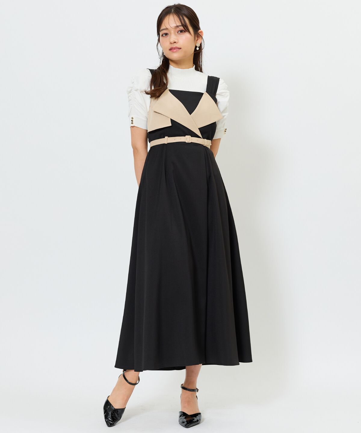 アンドクチュール「バイカラーデザインジャンスカ」|ジャンパースカート|