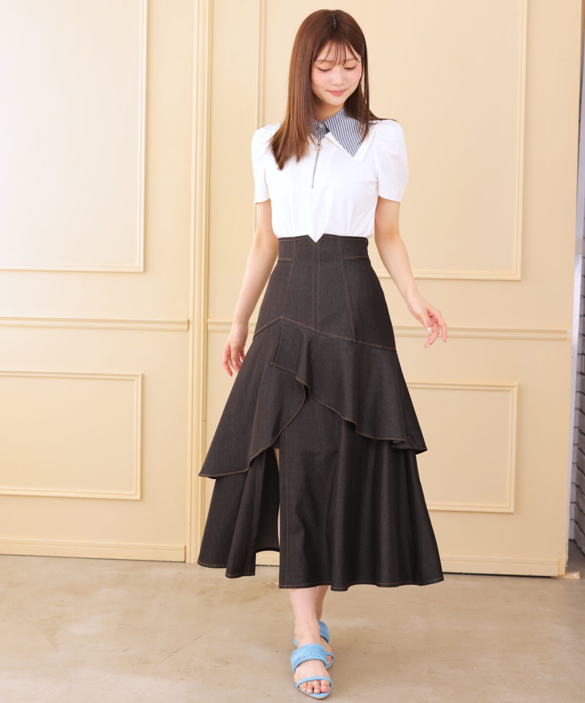 アンドクチュール「ダブルカラーZIPプルオーバー」|シャツ・ブラウス|