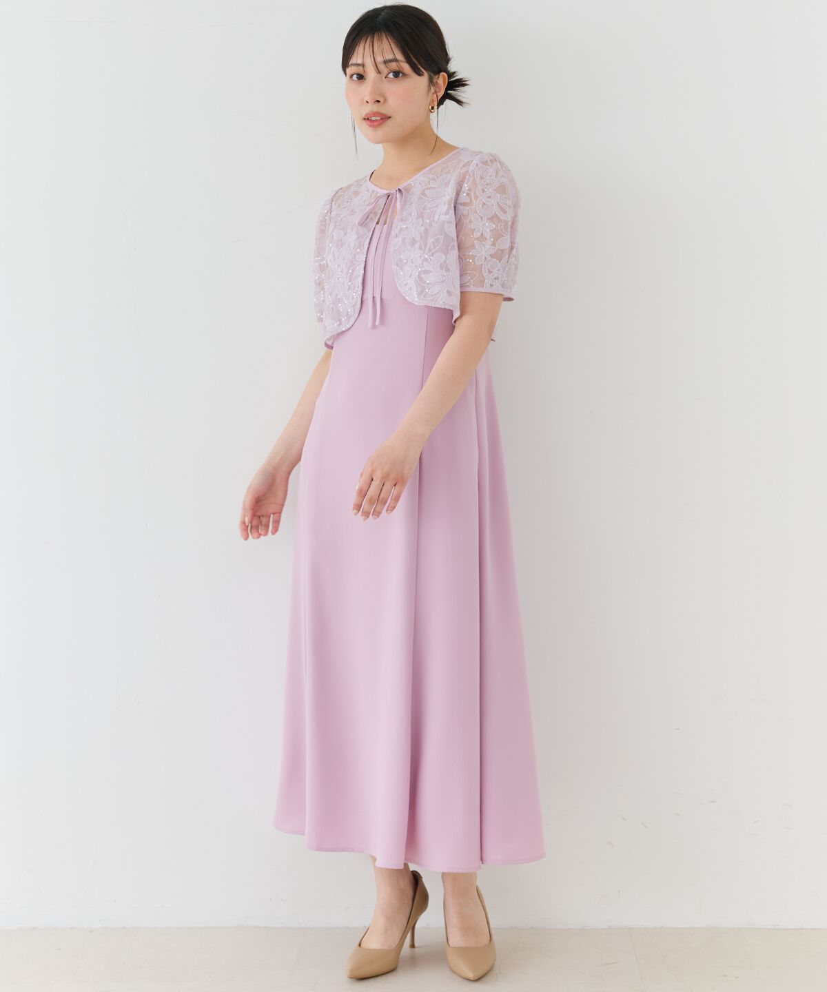 アンドクチュール「2WAYレースケープドレス」|ドレス|