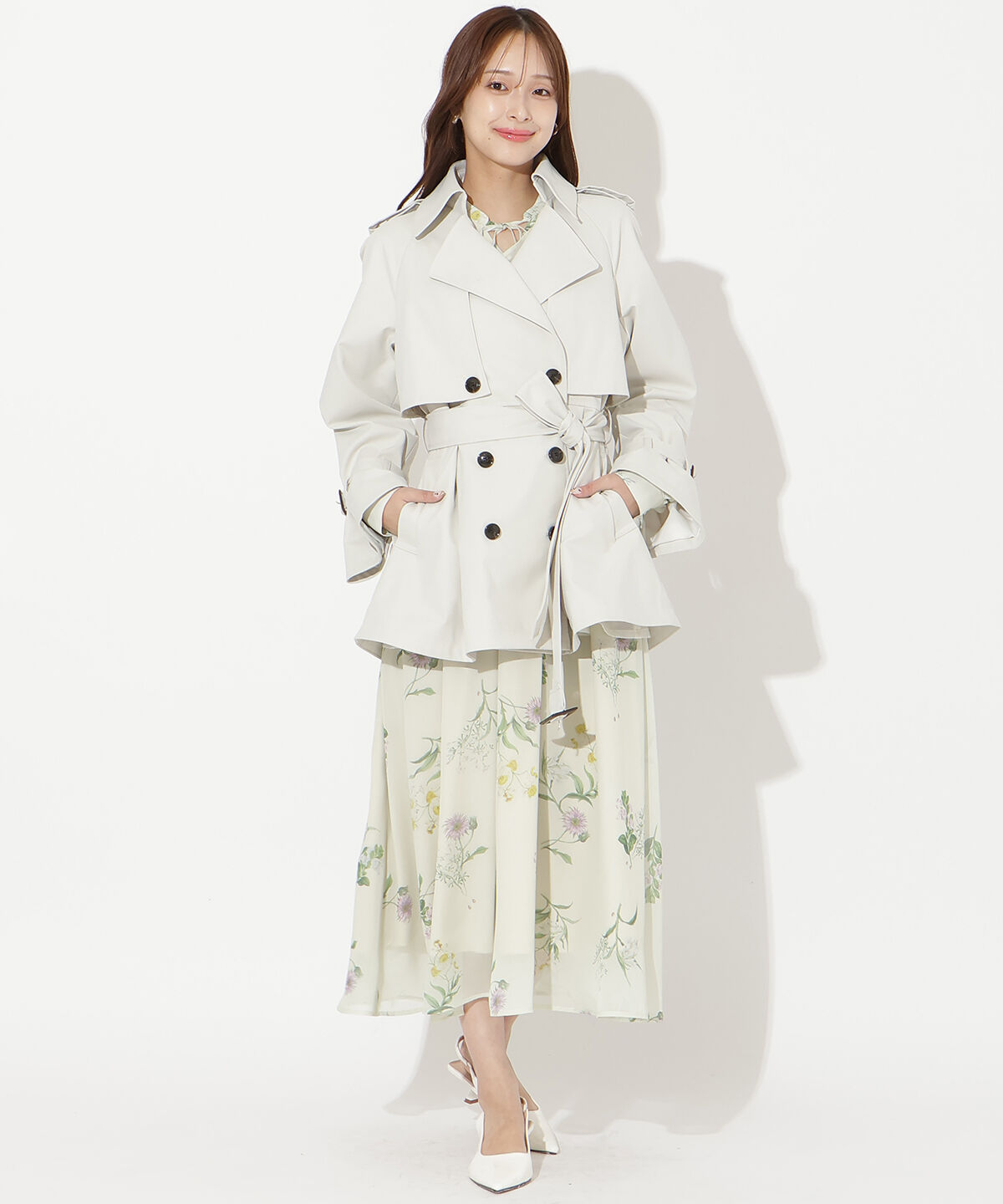 アンドクチュール「ミドル丈トレンチコート」|トレンチコート|