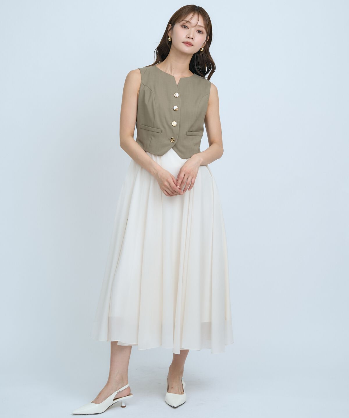 アンドクチュール「ショートジレレイヤードワンピース」|ワンピース|