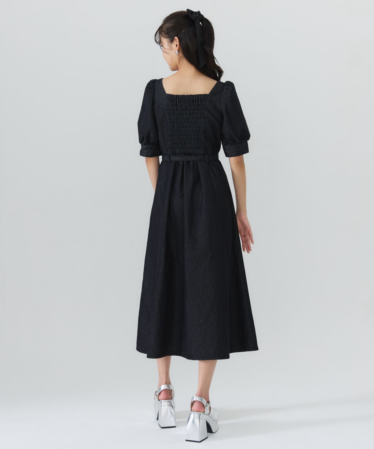 REDYAZEL「フロントジップスクエアネックフレアワンピース」|ワンピース|