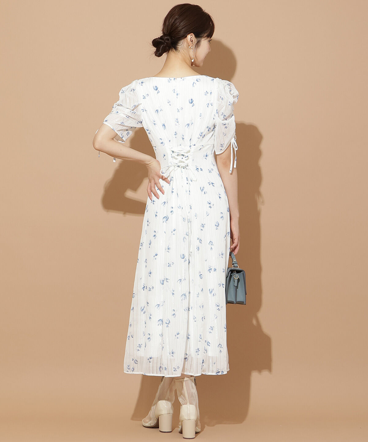 WILLSELECTION「フルールプリントギャザースリーブワンピース」|ワンピース|