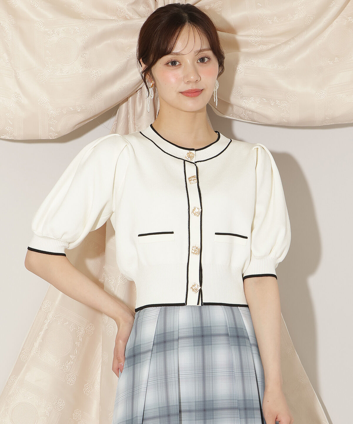 WILLSELECTION「配色ラインタックスリーブカーディガン」|カーディガン|