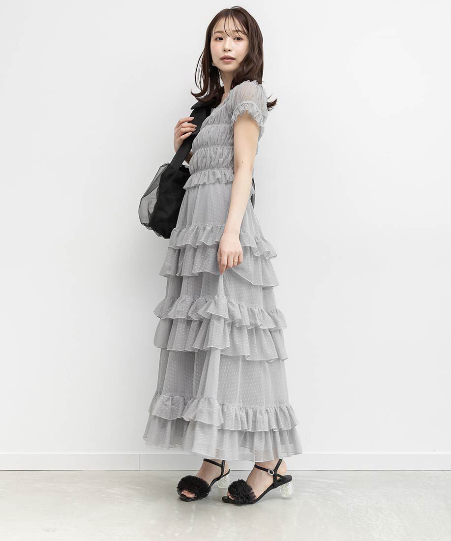  「ラメチュールフリルヒールコンシャスサンダル」|サンダル|