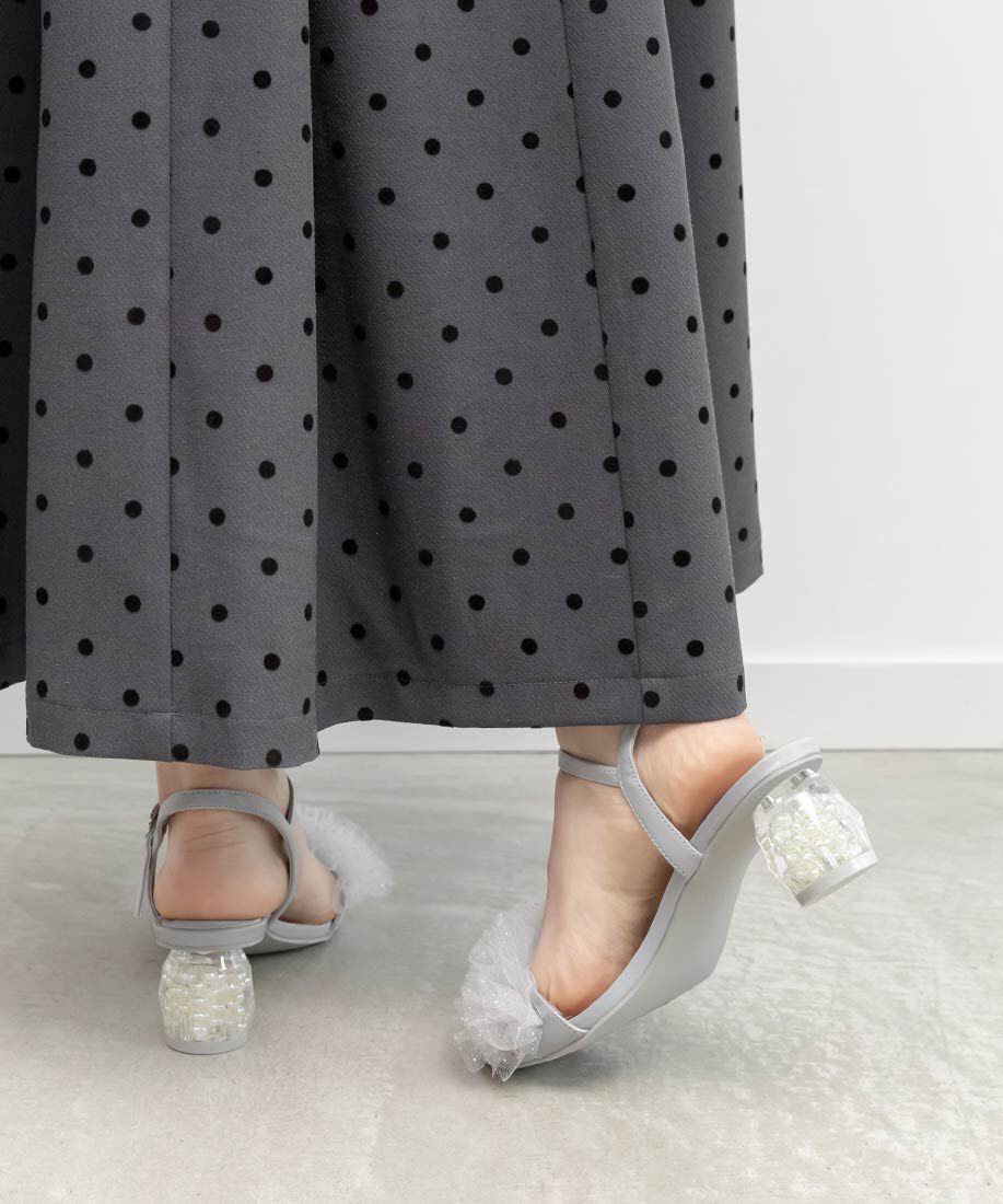  「ラメチュールフリルヒールコンシャスサンダル」|サンダル|