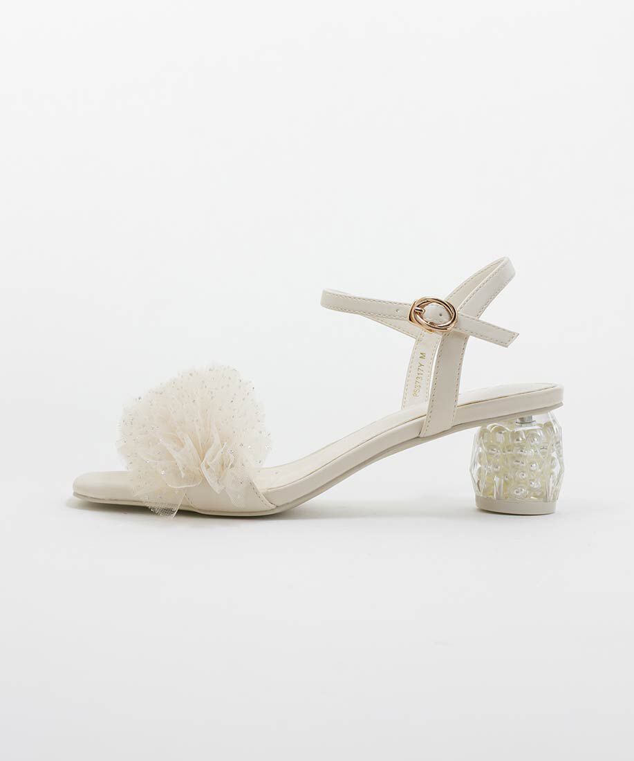  「ラメチュールフリルヒールコンシャスサンダル」|サンダル|