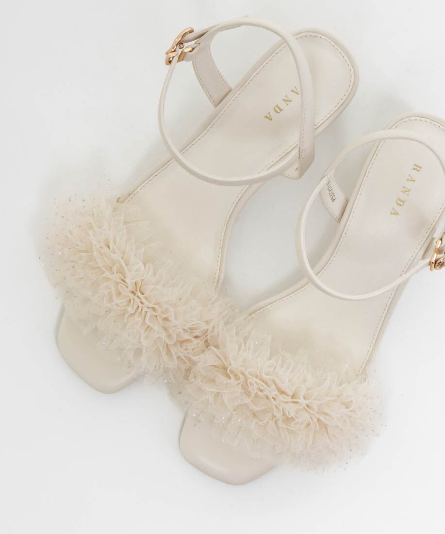  「ラメチュールフリルヒールコンシャスサンダル」|サンダル|