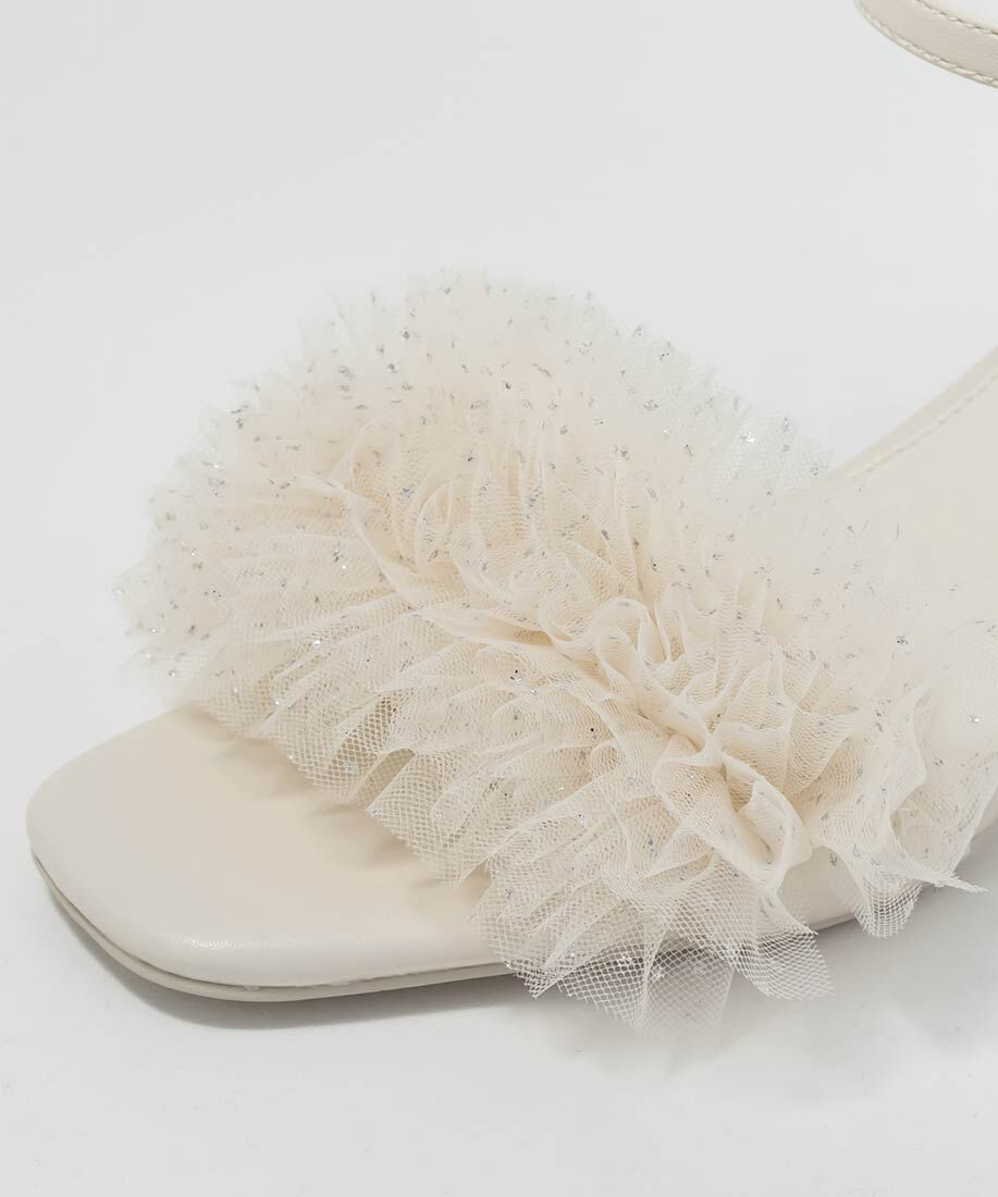  「ラメチュールフリルヒールコンシャスサンダル」|サンダル|