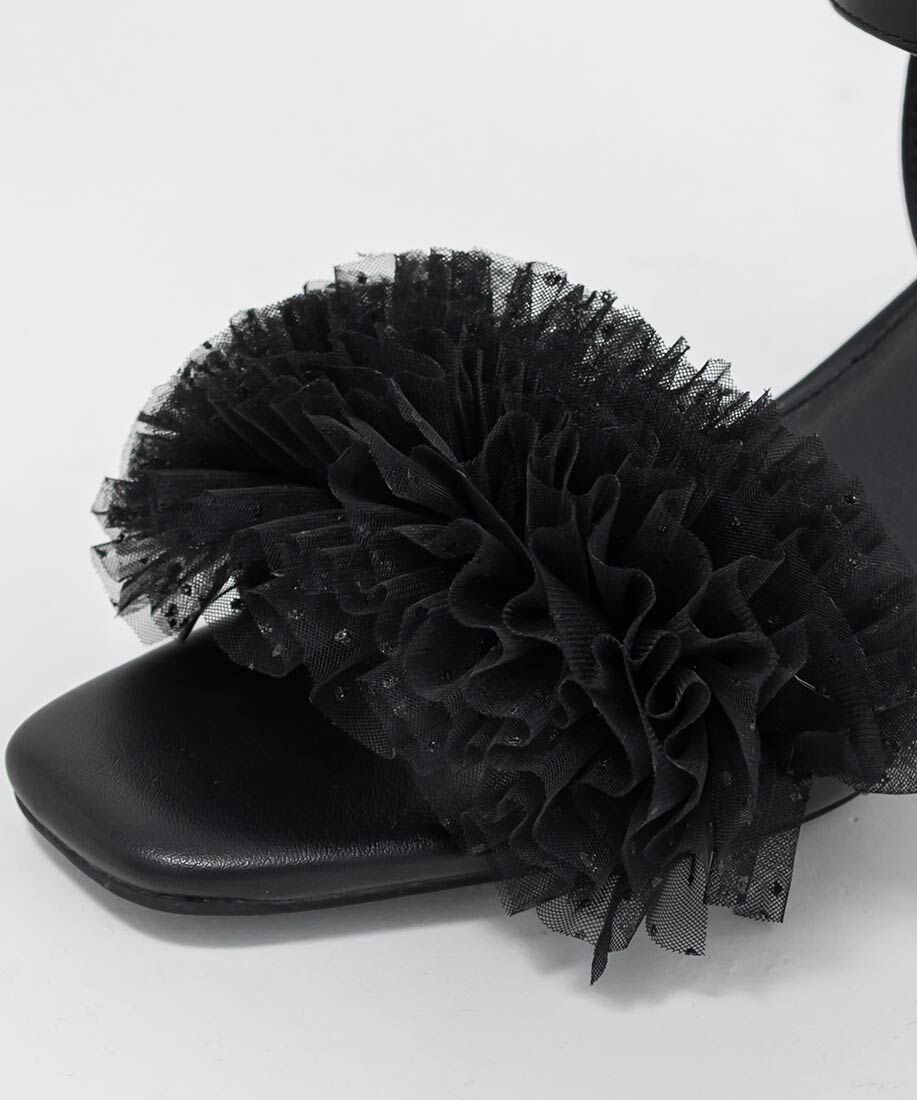  「ラメチュールフリルヒールコンシャスサンダル」|サンダル|