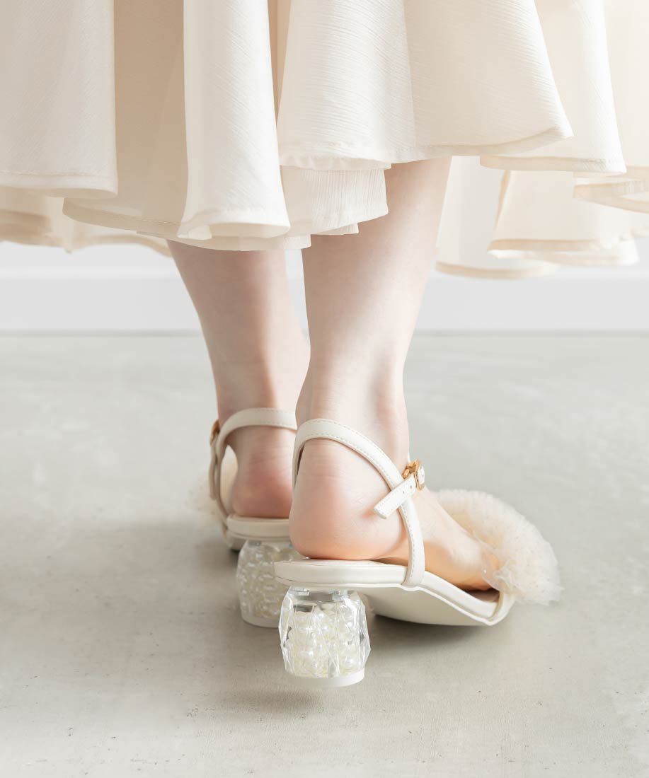  「ラメチュールフリルヒールコンシャスサンダル」|サンダル|