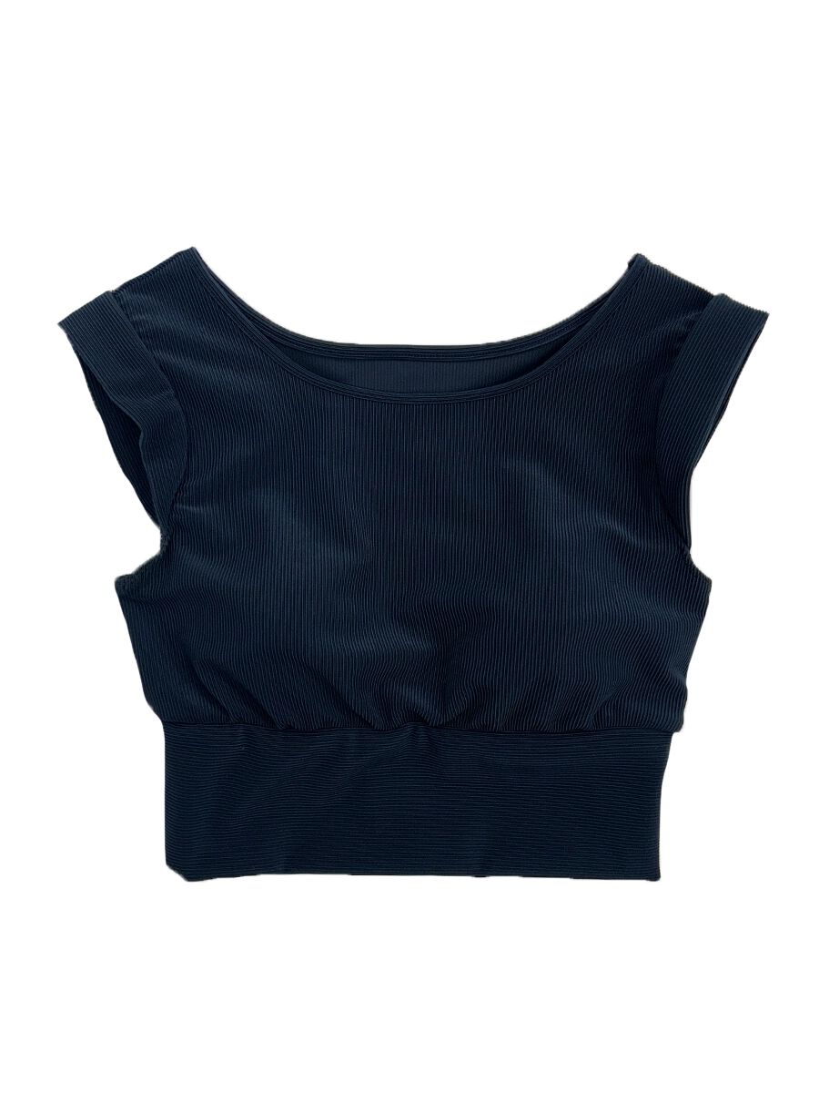 ALBOVE「リブ素材プチスリーブブラトップス(223075)」|その他|ネイビー