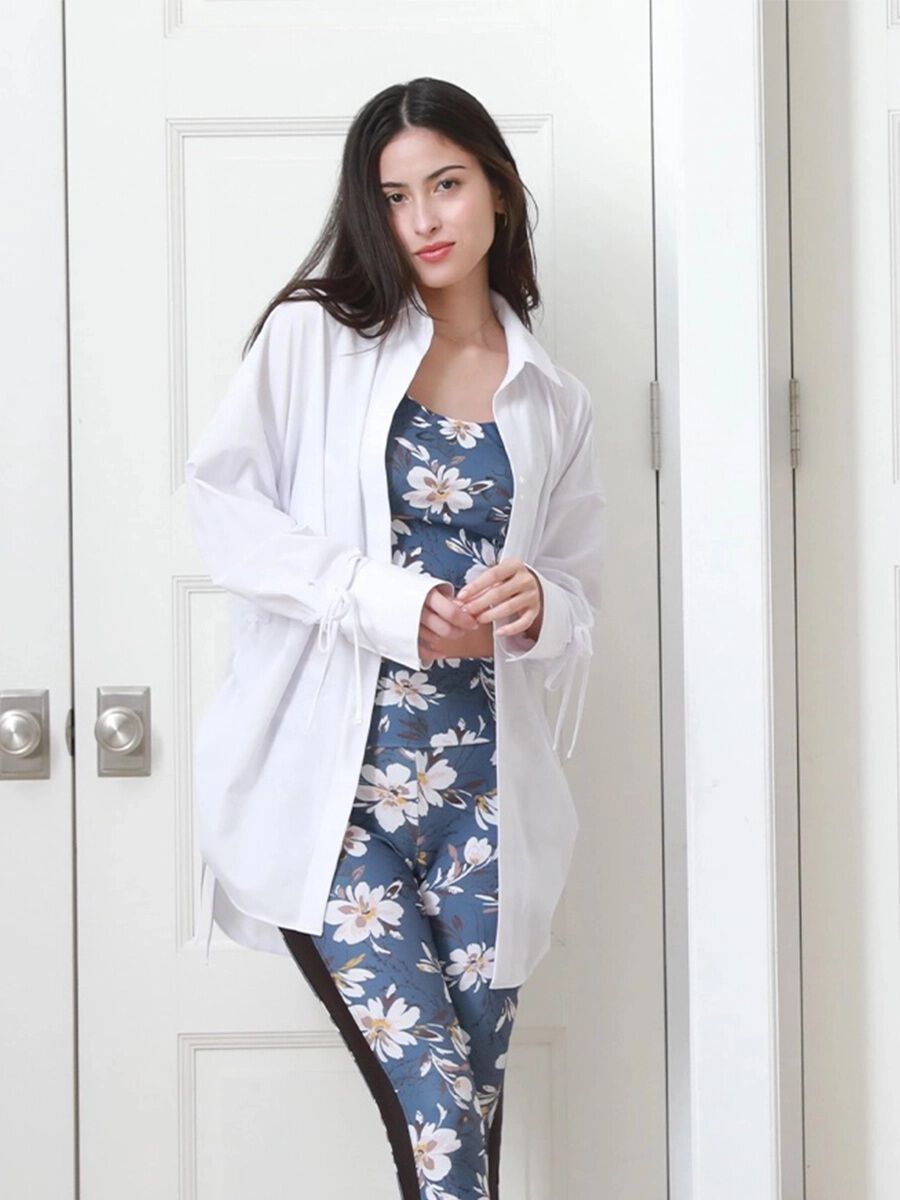 ALBOVE「UVカットロング丈リボンシャツ/トップス」|シャツ・ブラウス|