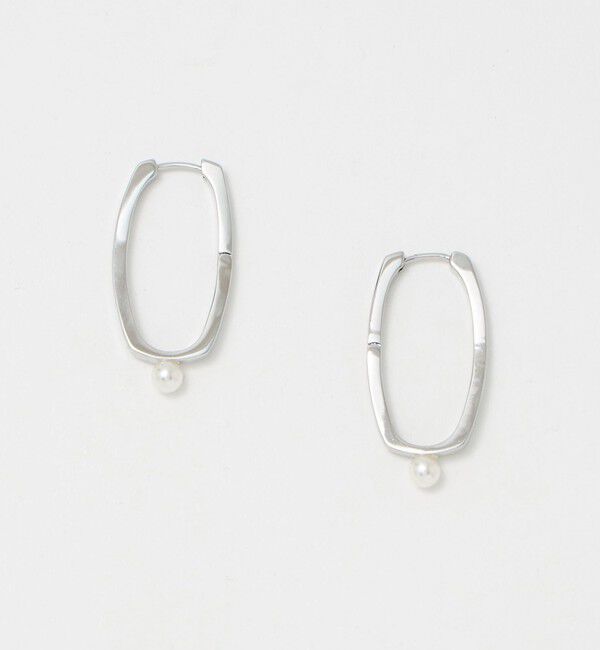 UNITED ARROWS「オーバルフープ&イミテーションパール ピアス」|ピアス|SILVER