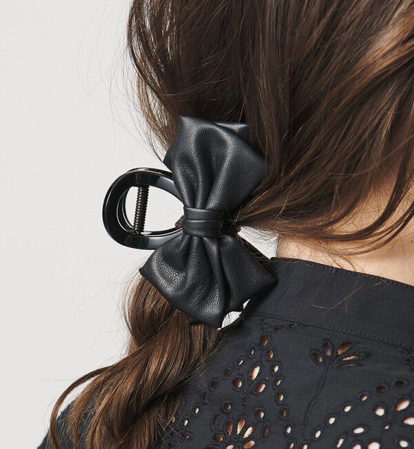 UNITED ARROWS「レザーライク リボン ヘアクリップ」|その他|BLACK
