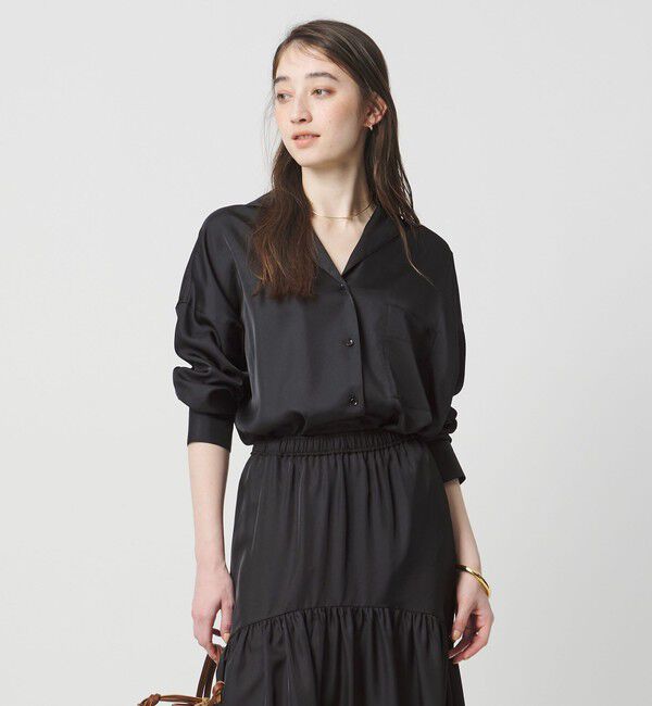 UNITED ARROWS「シルクライク オープンカラー シャツ」|シャツ・ブラウス|