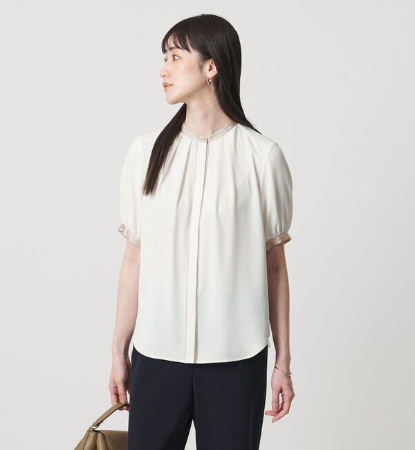 UNITED ARROWS「バイカラーパイピング ショートスリーブ ブラウス」|シャツ・ブラウス|OFF WHITE