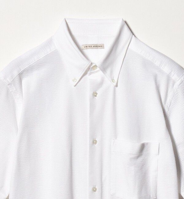 UNITED ARROWS「シアサッカー ショートスリーブ ボタンダウン シャツ COMFORT EASY―MODEL 抗菌防臭」|シャツ・ブラウス|