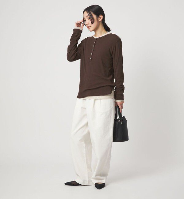 UNITED ARROWS green label relaxing「【WEB限定】＜at ease＞シアーテレコ ヘンリーネック カットソー」|Tシャツ・カットソー|