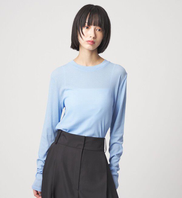 EMMEL REFINES「＜EMMEL REFINES＞EM テレコ クルーネック ロングスリーブ」|Tシャツ・カットソー|LT.BLUE