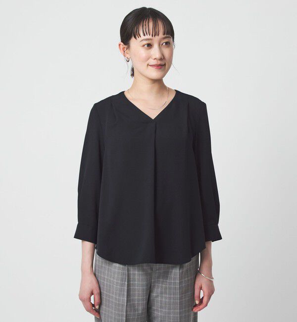 UNITED ARROWS green label relaxing「Vネック 7分袖 ブラウス マシンウォッシャブル」|シャツ・ブラウス|