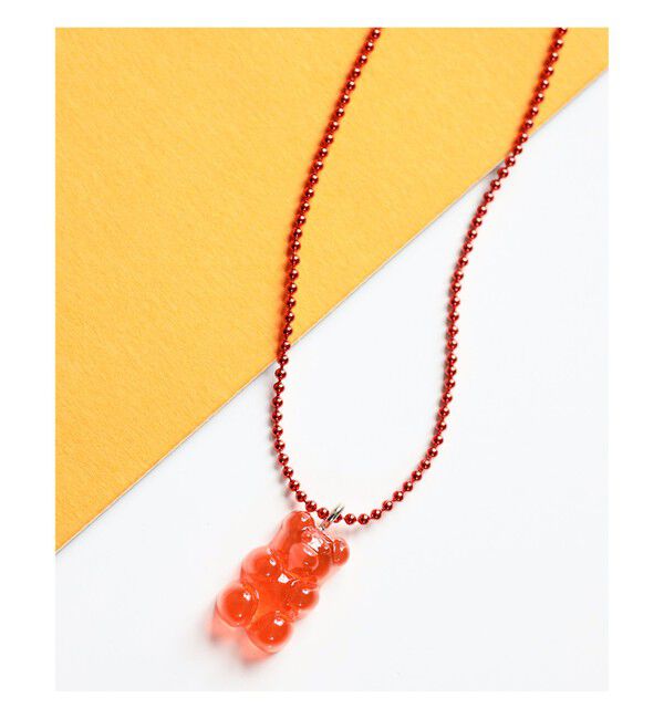 Ray BEAMS 「カラーボール チャーム クマ ネックレス」|ネックレス|RED