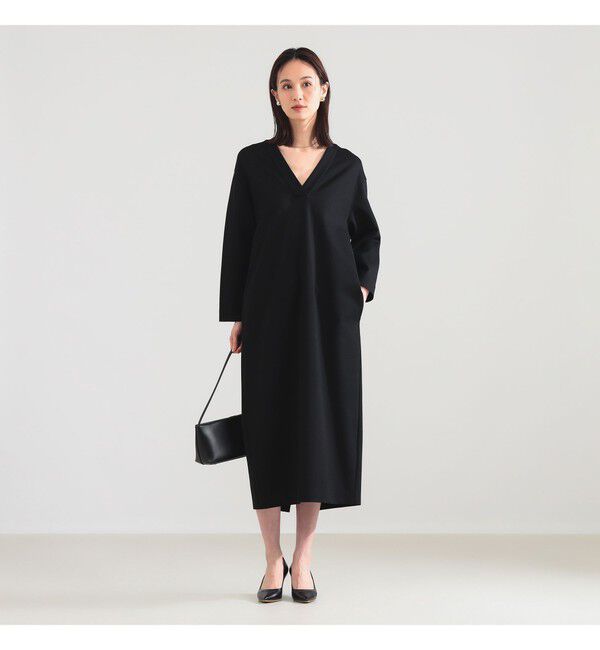 Demi-Luxe BEAMS 「ポンチ Vネック ワンピース」|ワンピース|BLACK