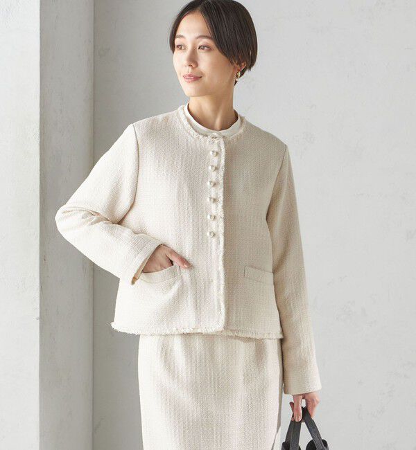 SHIPS for women「〈セレモニー対応可〉スラブ ツイード ノーカラー ジャケット（セットアップ対応）」|ノーカラージャケット|