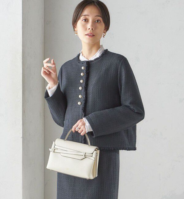 SHIPS for women「〈セレモニー対応可〉スラブ ツイード ノーカラー ジャケット（セットアップ対応）」|ノーカラージャケット|