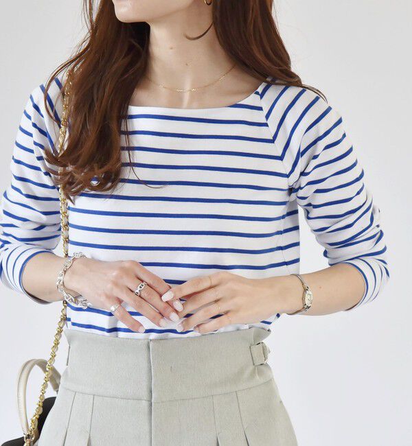 quaranciel「quaranciel:〈洗濯機可能〉ラウンドネック ボーダー カットソー」|Tシャツ・カットソー|