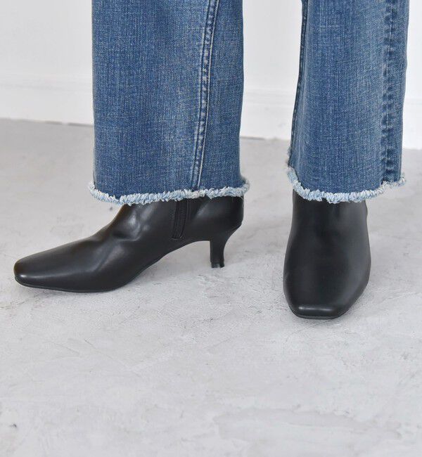 quaranciel「quaranciel: スクエアトゥ ローヒール ショート ブーツ」|ショートブーツ|