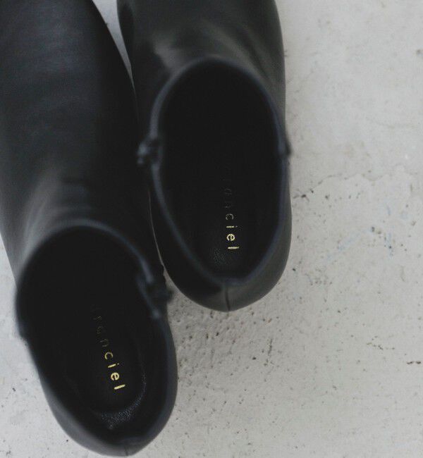 quaranciel「quaranciel: スクエアトゥ ローヒール ショート ブーツ」|ショートブーツ|