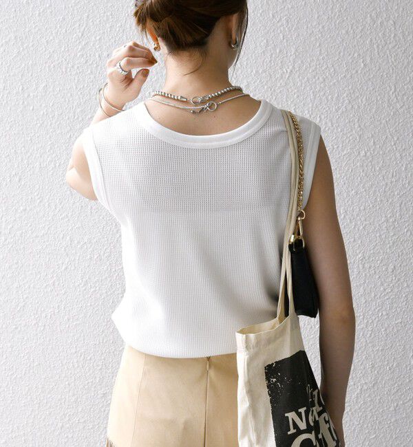 SHIPS any「《一部追加予約》SHIPS any:〈洗濯機可能〉ワッフル ヘンリーネック 2WAY ノースリーブ TEE」|タンクトップ|