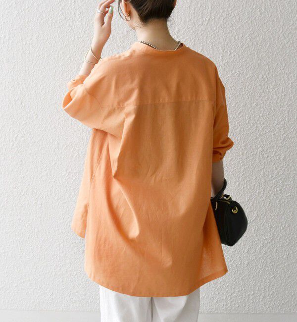 SHIPS any「SHIPS any:〈洗濯機可能〉リネン ミックス スタンドカラー ポケット シャツ 25SS 2」|シャツ・ブラウス|