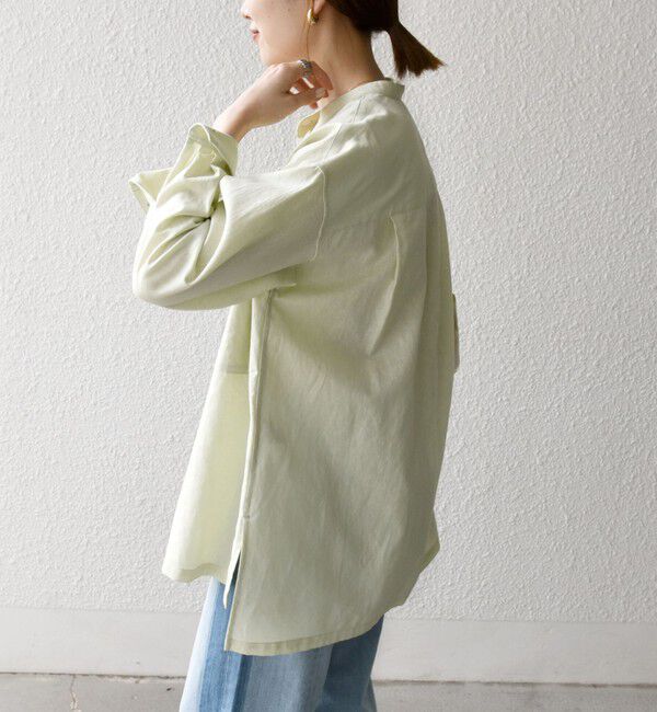 SHIPS any「SHIPS any:〈洗濯機可能〉リネン ミックス スタンドカラー ポケット シャツ 25SS 2」|シャツ・ブラウス|