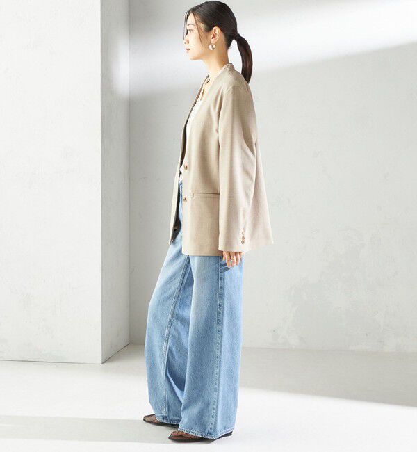 SHIPS for women「〈手洗い可能〉Asami 麻調合繊 カラー レス ジャケット 2」|その他|