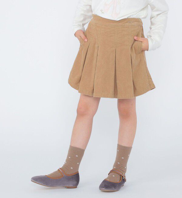 SHIPS KIDS「SHIPS KIDS:100～130cm /コーデュロイ プリーツ キュロット」|キュロット|キャメル