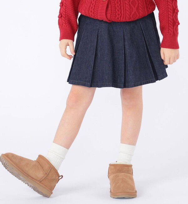 SHIPS KIDS「SHIPS KIDS:100～130cm /デニム プリーツ キュロット」|キュロット|ネイビー