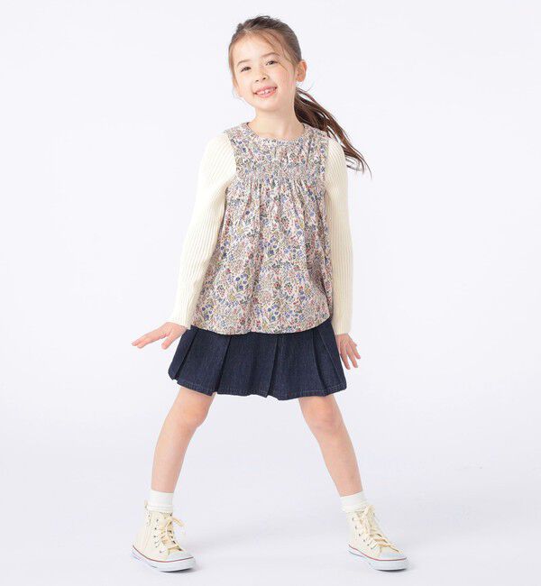 SHIPS KIDS「SHIPS KIDS:100～130cm /デニム プリーツ キュロット」|キュロット|