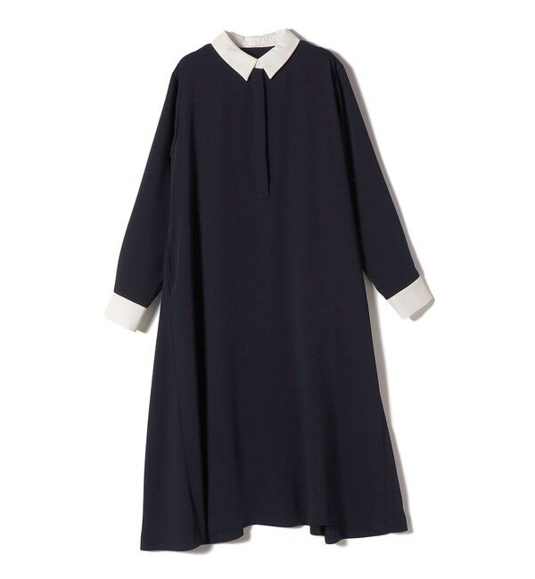 SHIPS for women「〈洗濯機可能〉ライト ダブルクロス バックフリル Aライン ワンピース（セレモニー対応可）」|ワンピース|