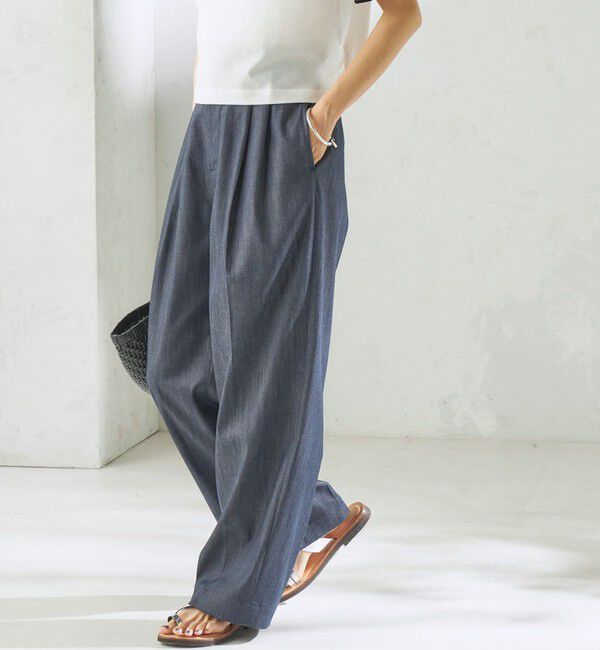 SHIPS for women「〈手洗い可能〉ヴィンテージ ライク デニム タック パンツ」|その他|ネイビー