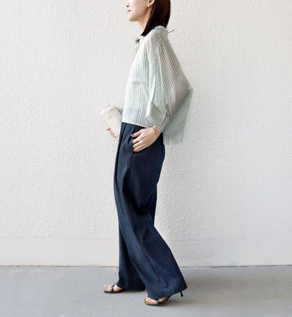 SHIPS for women「〈手洗い可能〉ヴィンテージ ライク デニム タック パンツ」|その他|