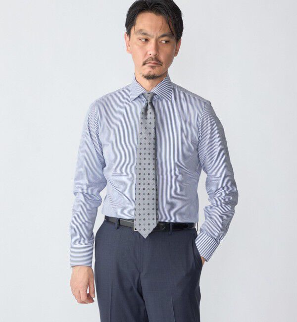 SHIPS「SHIPS: MADE IN JAPAN ロンドン ストライプ ワイドカラー シャツ」|シャツ・ブラウス|