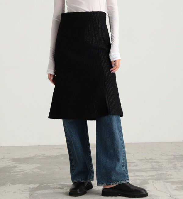 Edition「ブラックツイードヘムフレアスカート」|スカート|