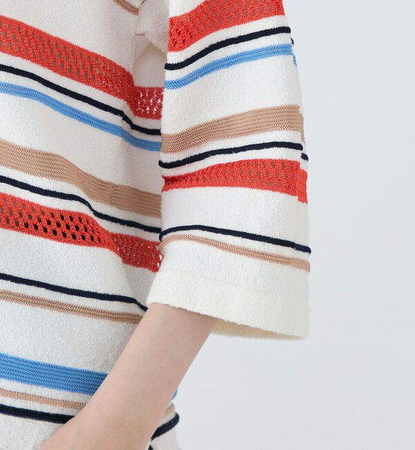 MACPHEE「パイルボーダー レースアッププルオーバー」|ニット・セーター|